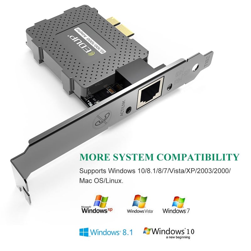 EDUP Gigabit Ethernet PCI Express Network Card, 10/100/1000Mbps RJ45 LAN Adapter Converter, PCIE Network Adapter, Ethernet Card for Desktop PC, Support Windows 11/10 /8.1/8/ 7/2000/ XP/Vista - Image 2
